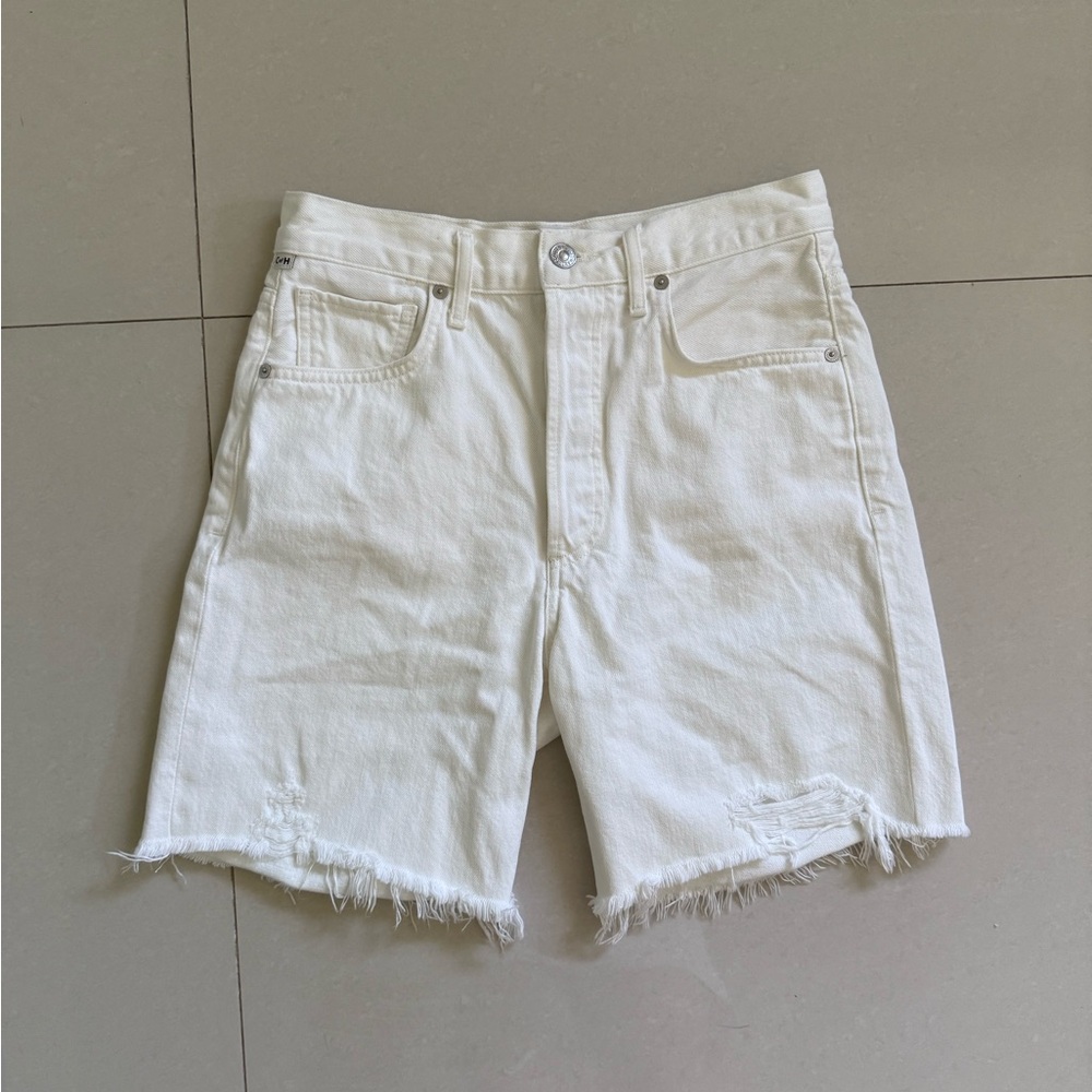 Citizens Of Humanity White Button-Fly Shorts